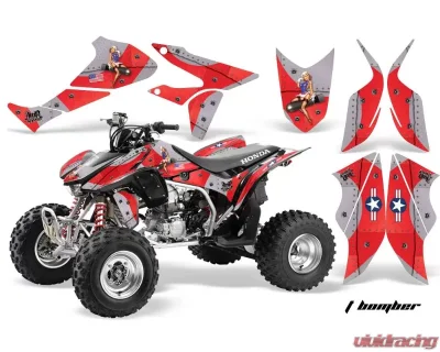 AMR Racing Graphics Kit Quad Decal Sticker Wrap TBOMBER RED Honda TRX450R | TRX450ER - HON-TRX450R/ER-TB R