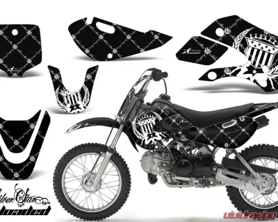 AMR Racing Decal Graphic Kit Wrap For Kawasaki KLX 110 2002-2009 | KX 65 2002-2018 RELOADED WHITE BLACK - MX-KAW-KLX110-02-09-KX65-02-18-SSR W K