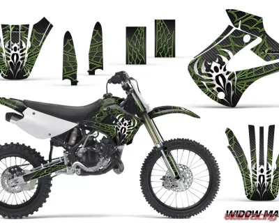 AMR Racing Dirt Bike Graphics Kit Decal Wrap For Kawasaki KX85 | KX100 2001-2013 WIDOW GREEN BLACK - MX-KX85-KX100-01-13-WM G K