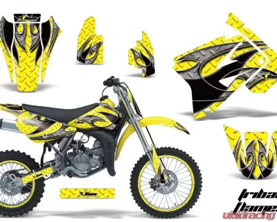 AMR Racing Graphics Kit Decal Sticker Wrap + # Plates For Suzuki RM85 2002-2016 TRIBAL BLACK YELLOW - MX-NP-SUZ-RM85-02-16-TF K Y