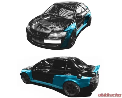 Clinched Flares Widebody Kit without Ducktail Spoiler Mitsubishi Evolution VII - IX 01-07 - EVO-7wd
