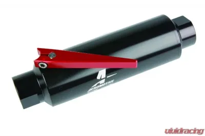 Aeromotive Fuel System Filter with Shutoff Valve, In-Line, AN-10, 100 Micron Stainless, Black - 12331