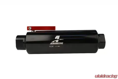 Aeromotive Fuel System Filter with Shutoff Valve, In-Line AN-12, 100 Micron Stainless, Black - 12332