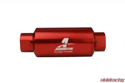 Aeromotive Fuel System Filter In-Line AN-10, 40 Micron Stainless Steel, Red Anodized Finish - 12335