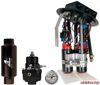 Aeromotive Fuel System for 2011-2017 Mustang, Dual 340 Pump, Regulator, Gauge, Filter - 17354