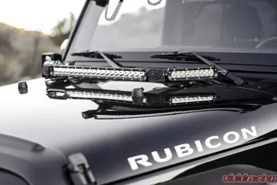 ZROADZ Hood Hinge LED Kit Incl. (1) 20 Inch and (2) 6 Inch LED Single Row Slim Light Bars Jeep JK 2007-2018 - Z344813-Kit