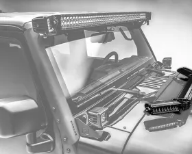 ZROADZ Hood Hinge LED Kit Incl. (1) 20 Inch and (2) 6 Inch LED Single Row Slim Light Bars Jeep JK 2007-2018