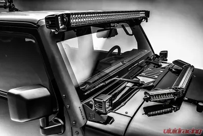 ZROADZ Hood Hinge LED Kit Incl. (1) 20 Inch and (2) 6 Inch LED Single Row Slim Light Bars Jeep JK 2007-2018 - Z344813-Kit