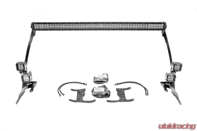 ZROADZ Front Roof LED Bracket to mount (1) 50 or 52 Inch Staight LED Light Bar and (4) 3 Inch LED Pod Lights Jeep JL 2018-2025 - Z374831-BK4