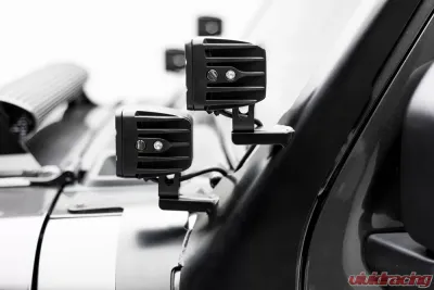 ZROADZ Front Roof LED Bracket to mount (1) 50 or 52 Inch Staight LED Light Bar and (4) 3 Inch LED Pod Lights Jeep JL 2018-2025 - Z374831-BK4