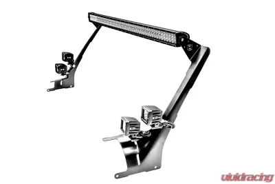 ZROADZ Front Roof LED Bracket to mount (1) 50 or 52 Inch Staight LED Light Bar and (4) 3 Inch LED Pod Lights Jeep JL 2018-2025 - Z374831-BK4