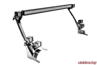 ZROADZ Front Roof LED Bracket to mount (1) 50 or 52 Inch Staight LED Light Bar and (4) 3 Inch LED Pod Lights Jeep JL 2018-2025 - Z374831-BK4