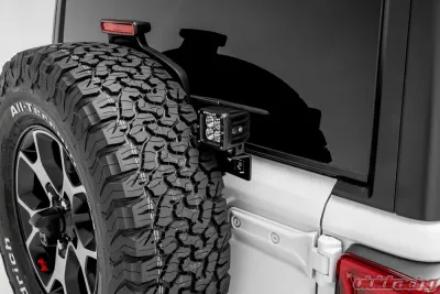 ZROADZ Rear Tire Carrier LED Bracket to mount (2) 3 Inch LED Pod Lights Jeep JL 2018-2025 - Z394951