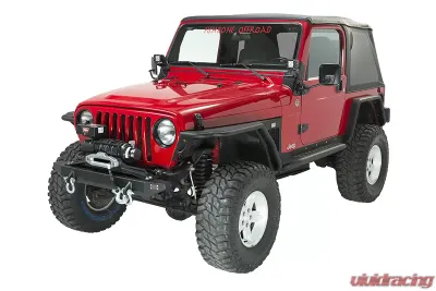Fishbone Offroad Black Textured Powdercoat Piranha Series Winch Plate Steel Jeep Wrangler TJ 1997-2006 - FB21052