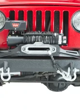 Fishbone Offroad Black Textured Powdercoat Piranha Series Winch Plate Steel Jeep Wrangler TJ 1997-2006                                     - FB21052 - Image 2