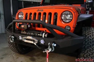 Fishbone Offroad Black Texured Powercoated Front Winch Bumper W/LEDs Full Width Jeep Wranger JK 2007-2018 - FB22003