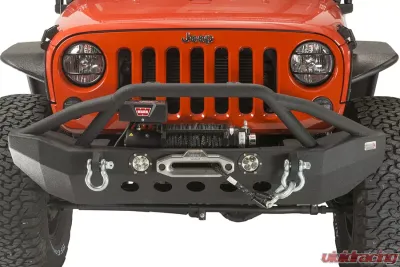 Fishbone Offroad Black Texured Powercoated Front Winch Bumper W/LEDs Full Width Jeep Wranger JK 2007-2018 - FB22003