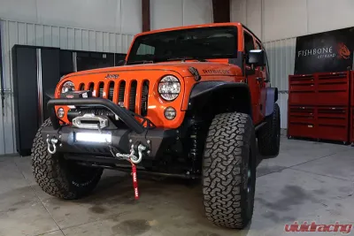 Fishbone Offroad Black Texured Powercoated Front Stubby Winch Bumper W/Tube Guard Jeep Wranger JK 2007-2018 - FB22004