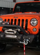 Fishbone Offroad Black Texured Powercoated Front Stubby Winch Bumper W/Tube Guard Jeep Wranger JK 2007-2018                                     - FB22004 - Image 3
