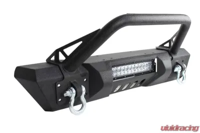 Fishbone Offroad Black Texured Powercoated Front Stubby Winch Bumper W/Tube Guard Jeep Wranger JK 2007-2018 - FB22004