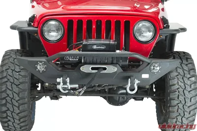 Fishbone Offroad Steel Black Textured Powercoat Front Bumper W/LED's Jeep Wrangler TJ/YJ 1987-2006 - FB22016