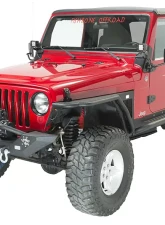 Fishbone Offroad Steel Black Textured Powercoat Front Bumper W/LED's Jeep Wrangler TJ/YJ 1987-2006                                     - FB22016 - Image 2