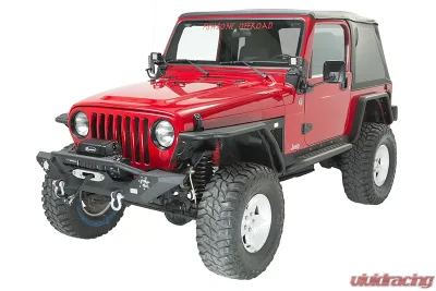 Fishbone Offroad Steel Black Textured Powercoat Front Bumper W/LED's Jeep Wrangler TJ/YJ 1987-2006 - FB22016