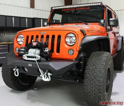 Fishbone Offroad Steel Black Textured Powdercoat Manowar Series Front Bumper Jeep Wrangler JK Rubicon & Unlimited 2007-2018 - FB22045