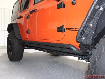 Fishbone Offroad Steel Black Textured Powdercoat Rock Slider Jeep Wrangler JK 4 Door Rubicon 2007-2018 - FB23011