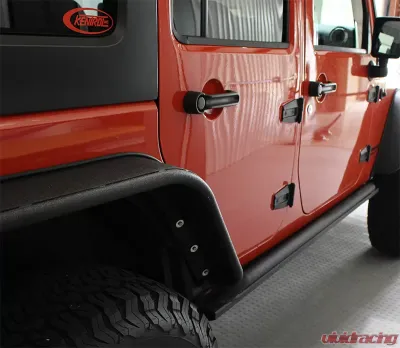 Fishbone Offroad Steel Black Textured Powdercoat Rock Slider Jeep Wrangler JK 4 Door Rubicon 2007-2018 - FB23011