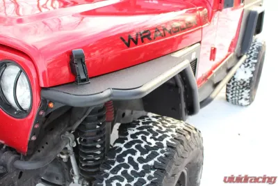 Fishbone Offroad Steel Black Textured Powdercoat Front 3 Inch FlareTube Fenders Jeep Wrangler TJ 1997-2006 - FB23029F