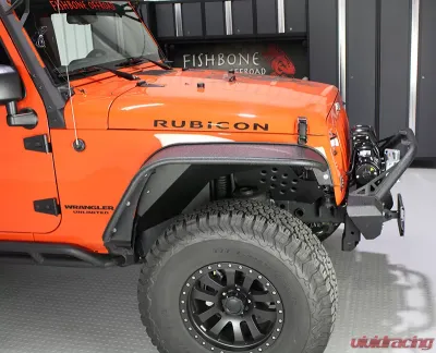 Fishbone Offroad Aluminum Black Powdercoat Inner Fenders Front/Rear Set Of 4 Jeep Wrangler JK 2007-2018 - FB33007