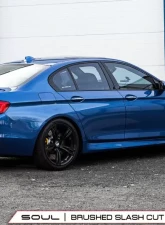 Soul Performance Resonated Muffler Bypass Exhaust 3.5 Inch Slash Cut Single Wall Brushed Tips BMW M5 F10 2012-2017                                     - BMW.F10.MB.SLTBR - Image 2