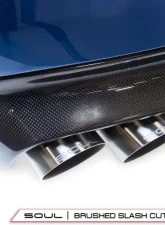 Soul Performance Resonated Muffler Bypass Exhaust 3.5 Inch Slash Cut Single Wall Brushed Tips BMW M5 F10 2012-2017                                     - BMW.F10.MB.SLTBR - Image 3