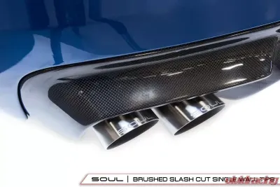 Soul Performance Resonated Muffler Bypass Exhaust 3.5 Inch Slash Cut Single Wall Brushed Tips BMW M5 F10 2012-2017 - BMW.F10.MB.SLTBR