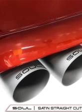 Soul Performance Resonated Muffler Bypass Exhaust 3.5 Inch Straight Cut Single Wall Satin Tips BMW M5 F10 2012-2017                                     - BMW.F10.MB.SWT - Image 2