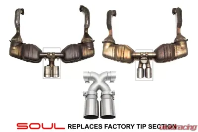 Soul Performance Bolt-On X-Pipe With Polished Chrome Short Tips Porsche 718 Cayman | Boxster 2017-2024 - POR.718.XT.POTS