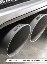 Soul Performance Sport Package Non-Valved Manual Transmission Slash Cut Single Wall Satin Tips Porsche 718 Cayman | Boxster 2017-2024                                     - POR.718M.SPPKG.SLT - Image 2