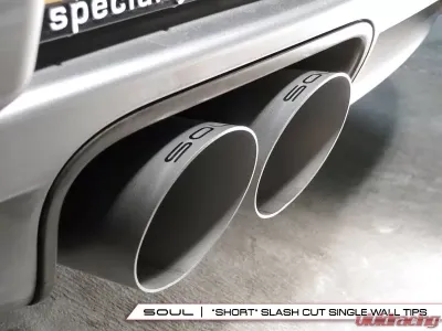 Soul Performance Sport Package Non-Valved Manual Transmission Slash Cut Single Wall Satin Tips Porsche 718 Cayman | Boxster 2017-2024 - POR.718M.SPPKG.SLT