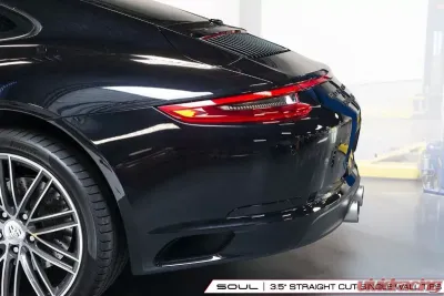 Soul Performance PSE Bolt-On Exhaust Tips 4.0 Inch Straight Cut Single Wall Brushed Tips Porsche 991.2 Carrera 2017-2024 - POR.9912PSE.SWT4BR
