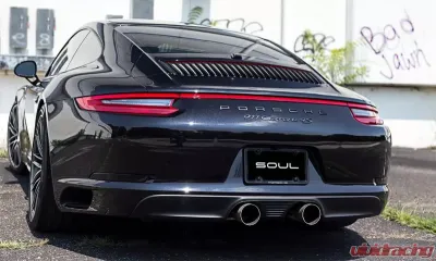 Soul Performance PSE Bolt-On Exhaust Tips 4.0 Inch Straight Cut Single Wall Brushed Tips Porsche 991.2 Carrera 2017-2024 - POR.9912PSE.SWT4BR
