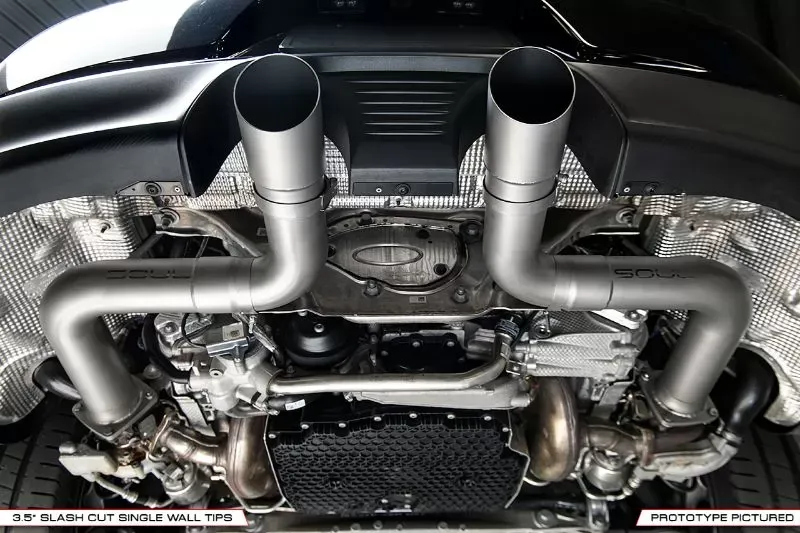 Soul Performance PSE Trackback Turbo Back Exhaust System with HJS HD 200 Cats 4.0 Inch Slash Cut Single Wall Satin Tips Porsche 991.2 Carrera 2017-2024 - POR.9912PSE.CTBE.SLT4