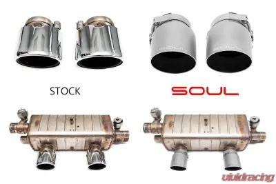 Soul Performance PSE Bolt-On Exhaust Tips 4.0 Inch Straight Cut Single Wall Brushed Tips Porsche 991.2 Carrera 2017-2024 - POR.9912PSE.SWT4BR