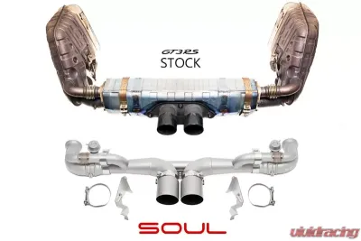 Soul Performance Competition Exhaust Non-Valved 4 Inch Straight Single Wall Satin Tips Porsche 991.1 GT3 2013-2016 - POR.991GT3.PKG.SWT4