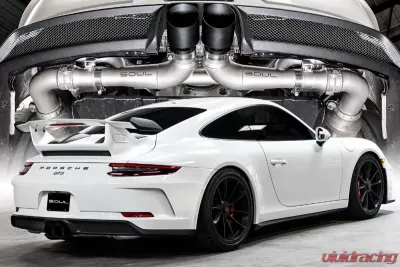 Soul Performance Competition Exhaust Non-Valved 4 Inch Slash Single Wall Black Tips Porsche 991.1 GT3 2013-2016 - POR.991GT3.PKG.SLT4B