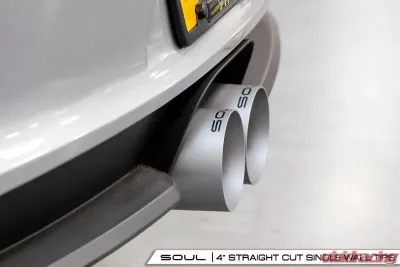 Soul Performance Competition Exhaust Non-Valved 4 Inch Straight Single Wall Satin Tips Porsche 991.1 GT3 2013-2016 - POR.991GT3.PKG.SWT4