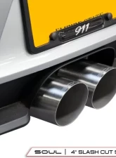 Soul Performance Bolt-On Exhaust Tips 4 Inch Slash Single Wall Brushed Tips Porsche 991.2 GT3 2018-2019                                     - POR.9912GT3.SLT4BR - Image 2