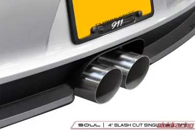 Soul Performance Bolt-On Exhaust Tips 4 Inch Slash Single Wall Brushed Tips Porsche 991.2 GT3 2018-2019 - POR.9912GT3.SLT4BR