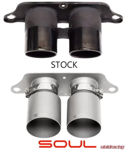 Soul Performance Bolt-On Exhaust Tips 4 Inch Straight Single Wall Black Tips Porsche 991.1 GT3 2013-2016 - POR.991GT3.SWT4B