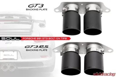 Soul Performance Bolt-On Exhaust Tips 4 Inch Straight Single Wall Black Tips Porsche 991.1 GT3 2013-2016 - POR.991GT3.SWT4B